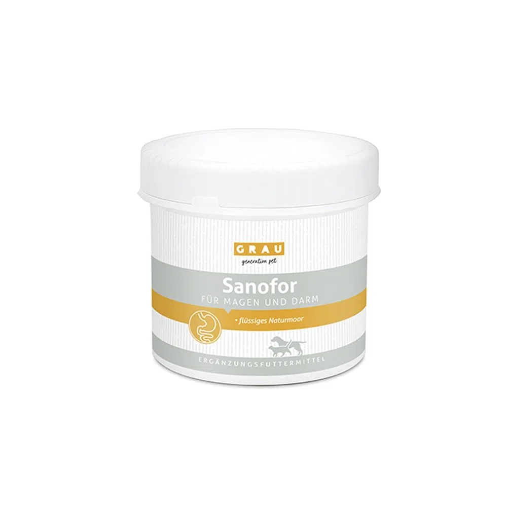 GRAU L'originale Sanofor, Brugo naturale per la flora intestinale, neutralizza l'eccesso di succhi gastrici e riduce l'acidità gastrica, integratore alimentare per cani e gatti, 1 confezione da 500 g