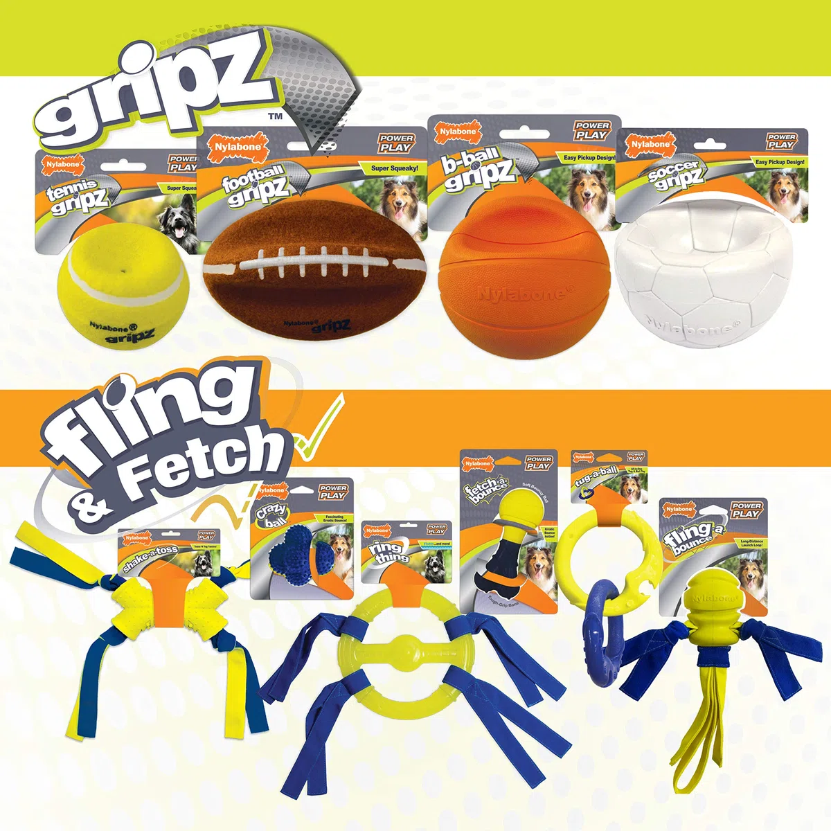 Nylabone Power Play Gripz - Palla da calcio per cani, con design facile da raccogliere, misura media, 14 cm