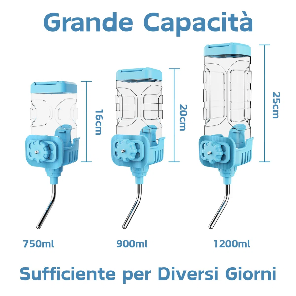 Borraccia Acqua per Piccoli Animali, 1200ml Automatica Acqua Beverino Conigli Porcellini D'india Criceto Furetti Chinchilla Gabbia Dispenser Acqua