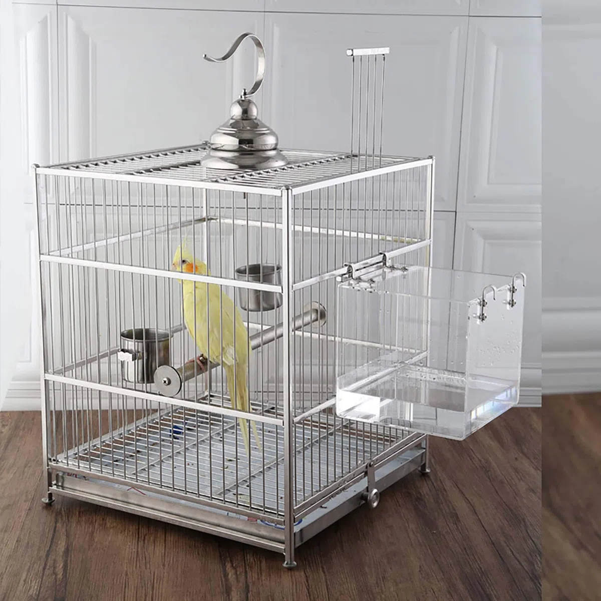 Gabbia da bagno per uccelli, per la pulizia degli animali domestici, vasca da bagno per calopsitta, con ganci per appendere pappagalli, spaziosi parrocchetti, doccia portatile per la maggior parte