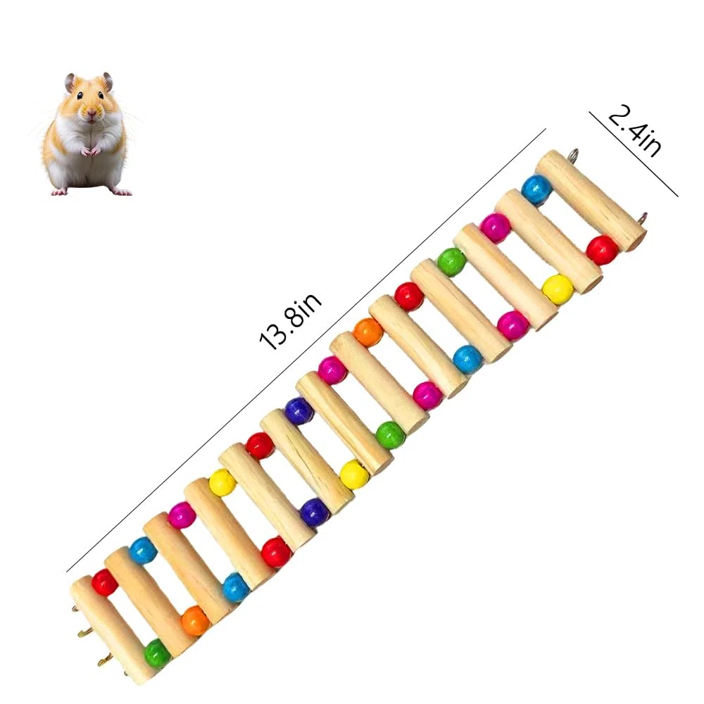 Scaletta flessibile in legno con perline colorate – Versatile ponte criceto come giocattolo da arrampicata e da masticare, accessori flessibili per criceti e pratici giocattoli per uccelli per piccoli
