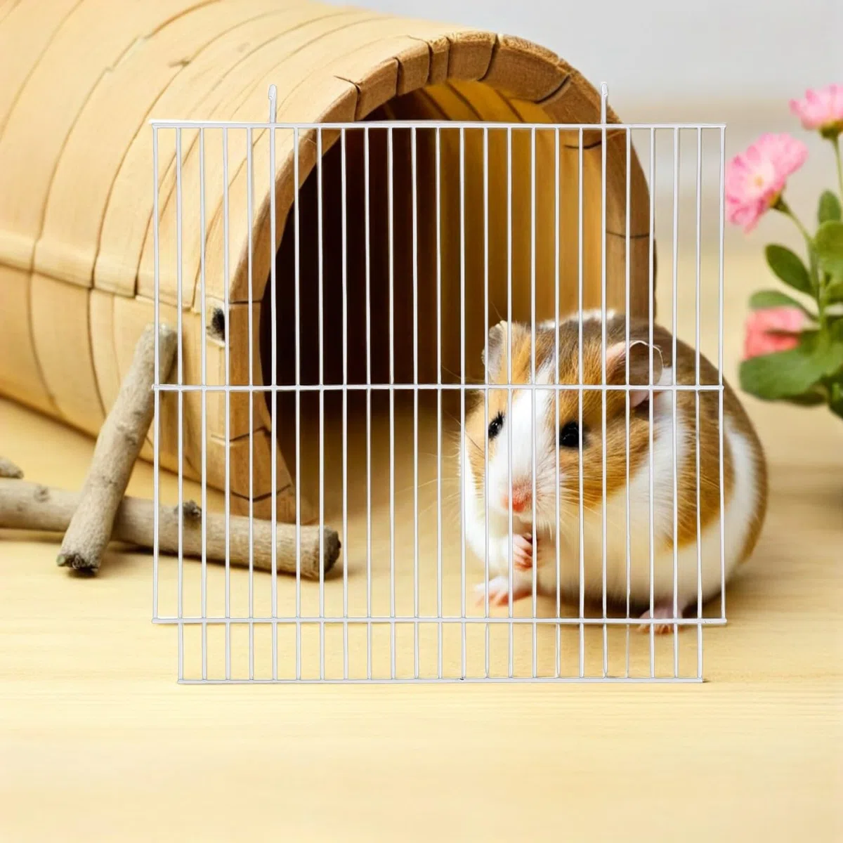 Hohopeti Divisorio per Gabbia per Piccoli Animali in Ferro Bianco 2 Pezzi, Pannello Separatore Robusto e Trasparente per Habitat Domestici e Animali da Compagnia