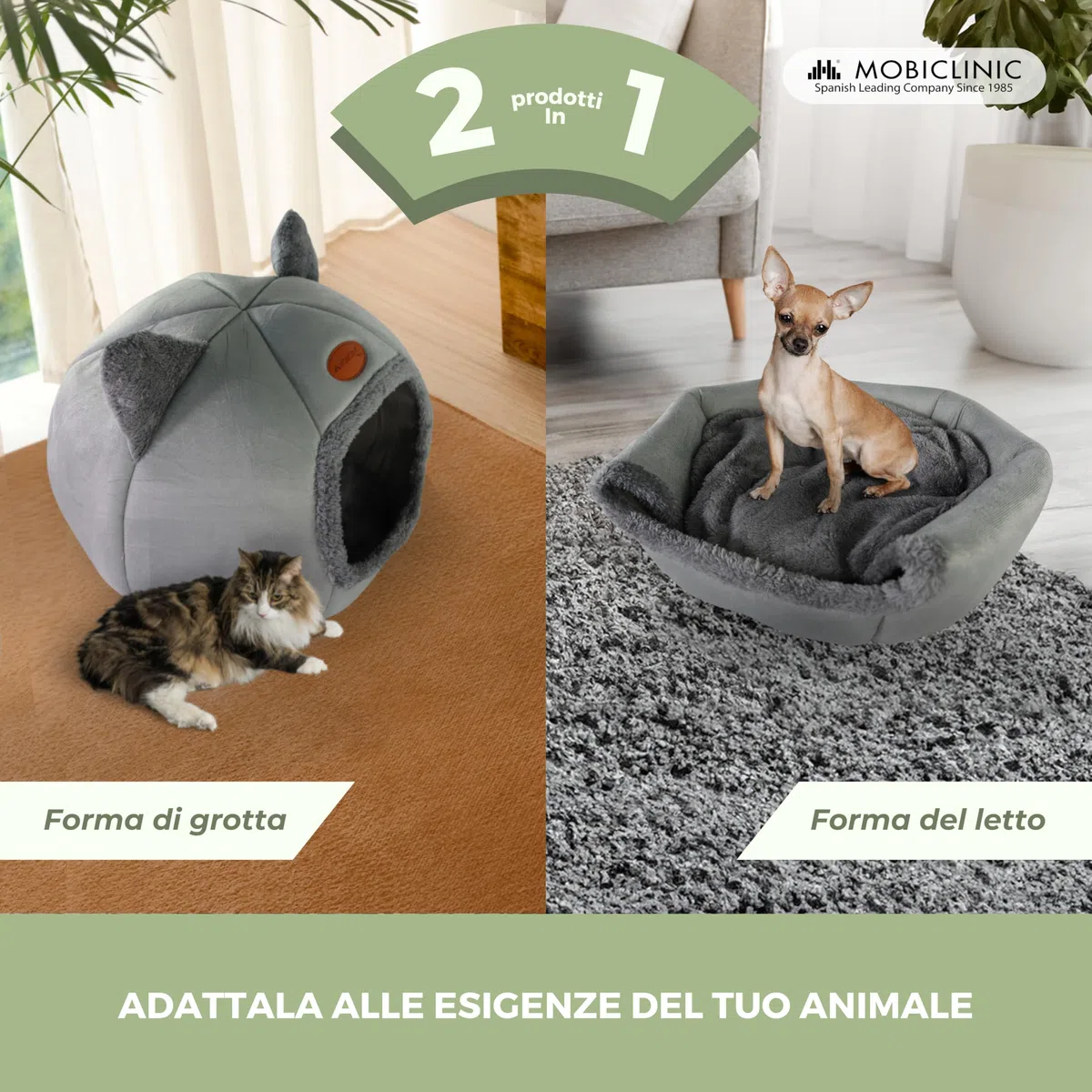 Mobiclinic® pets, Letto per gatti, Cova nido, Hellocatty, Morbido, Lavabile in lavatrice, Facile da piegare e riporre, Antiscivolo, Cuscino confortevole rimovibile, Spugna 25d, Design moderno