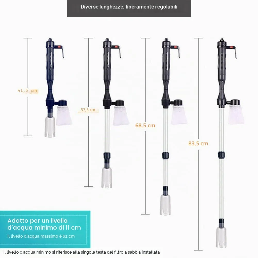 Pulizia Acquario Multifunzionale, Pulitore Automatico per Ghiaia per Acquario, Pulitore Elettrico per Fish Tank, Cambio d'Acqua per Acquario, per Cambiare Rapidamente Acqua, Lavaggio Sabbia