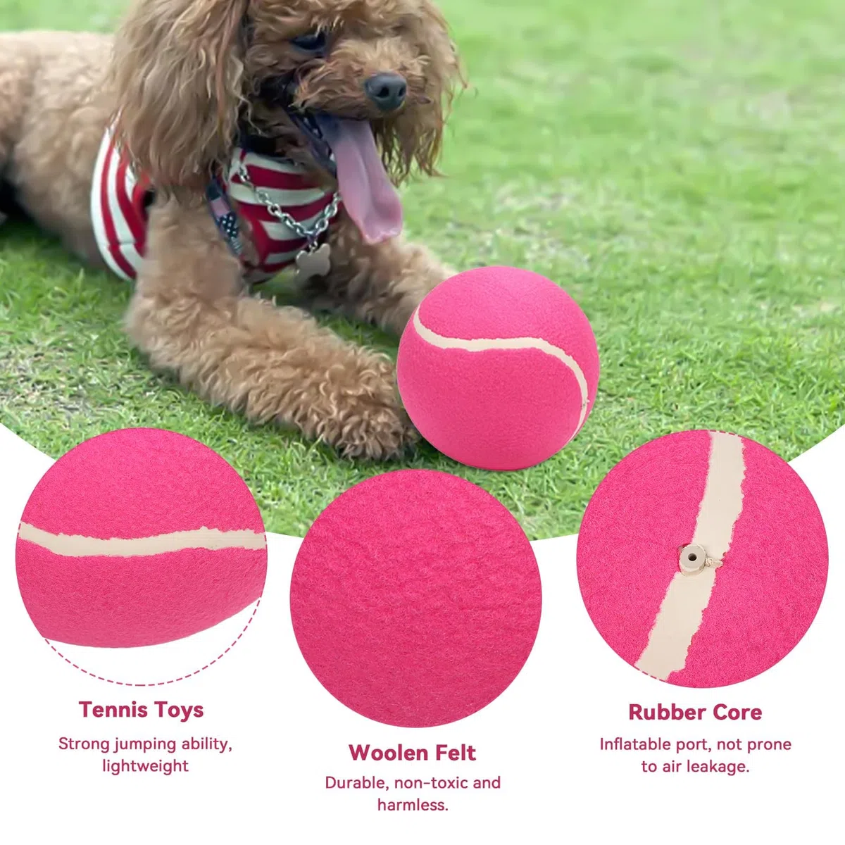 HERCHR Palla da Tennis Grande, 8 pollici Palline da Tennis Giganti Gonfiabili Palla per Cani Jumbo Palline da Tennis Giganti Giocattolo da Masticare per Animali Domestici(Rosa)