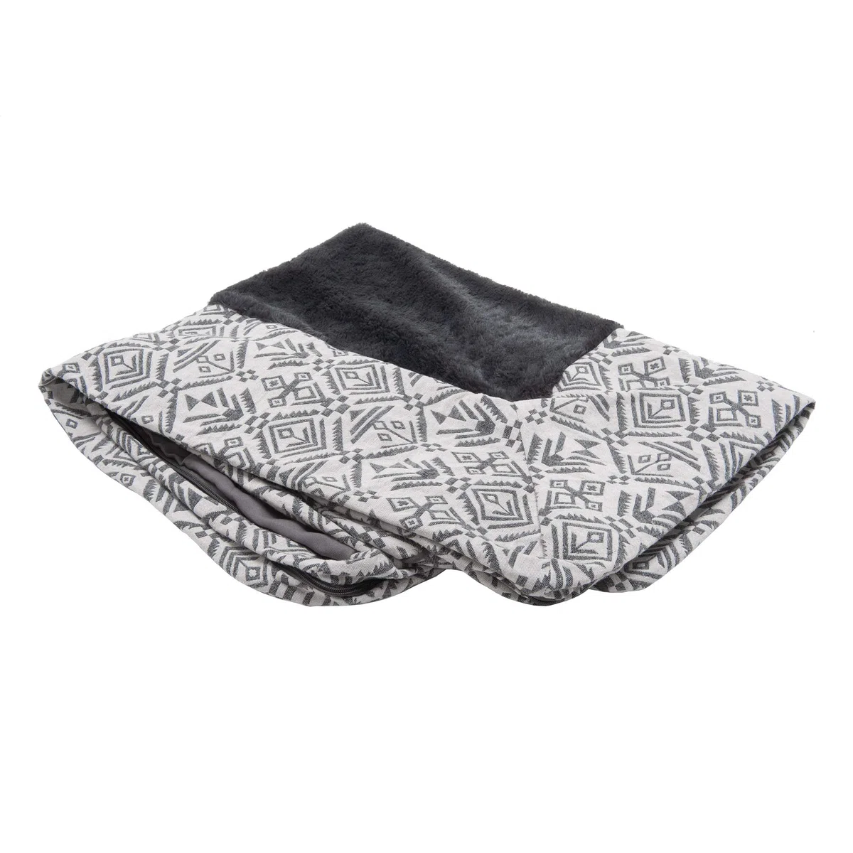 FurHaven Copertura di ricambio per letto per cani in peluche e decorazione del sud-ovest Kilim, lavabile in lavatrice, grigio masso, M