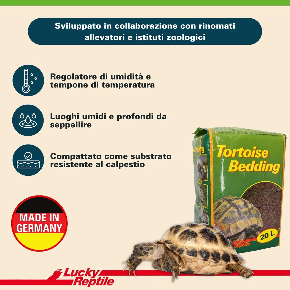 Lucky Reptile 65131 - Terriccio di substrato per tartarughe da terra, 20 litri, Pesca, Brown
