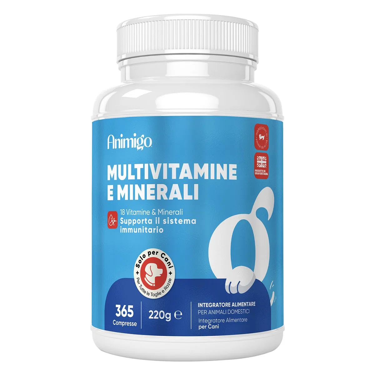 Vitamine per Cani con Minerali, 365 Compresse (1 Anno), 18 Vitamine e Minerali, Sistema Immunitario, Ossa, Articolazioni e Pelo, Integratori per Cani per Tutte le Taglie ed Età, Formulato nel Regno