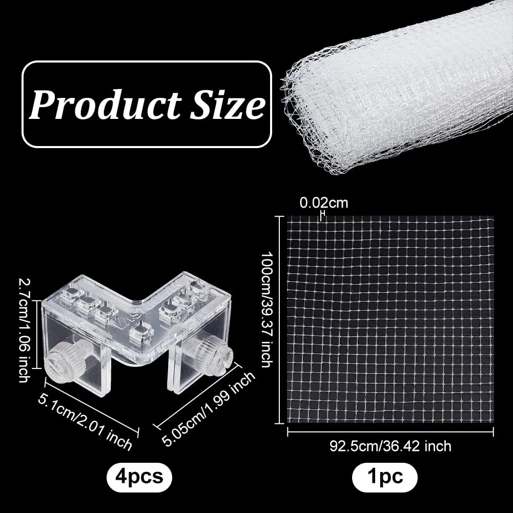 OLYCRAFT Rete Protettiva per Acquario 1x0.9m con Chiusura a Vite Acquario Rete Anti-Salto in Plastica per Schermo per Acquarii Protezione per Proteggere i Pesci Che Saltano Fuori Dall'acquario