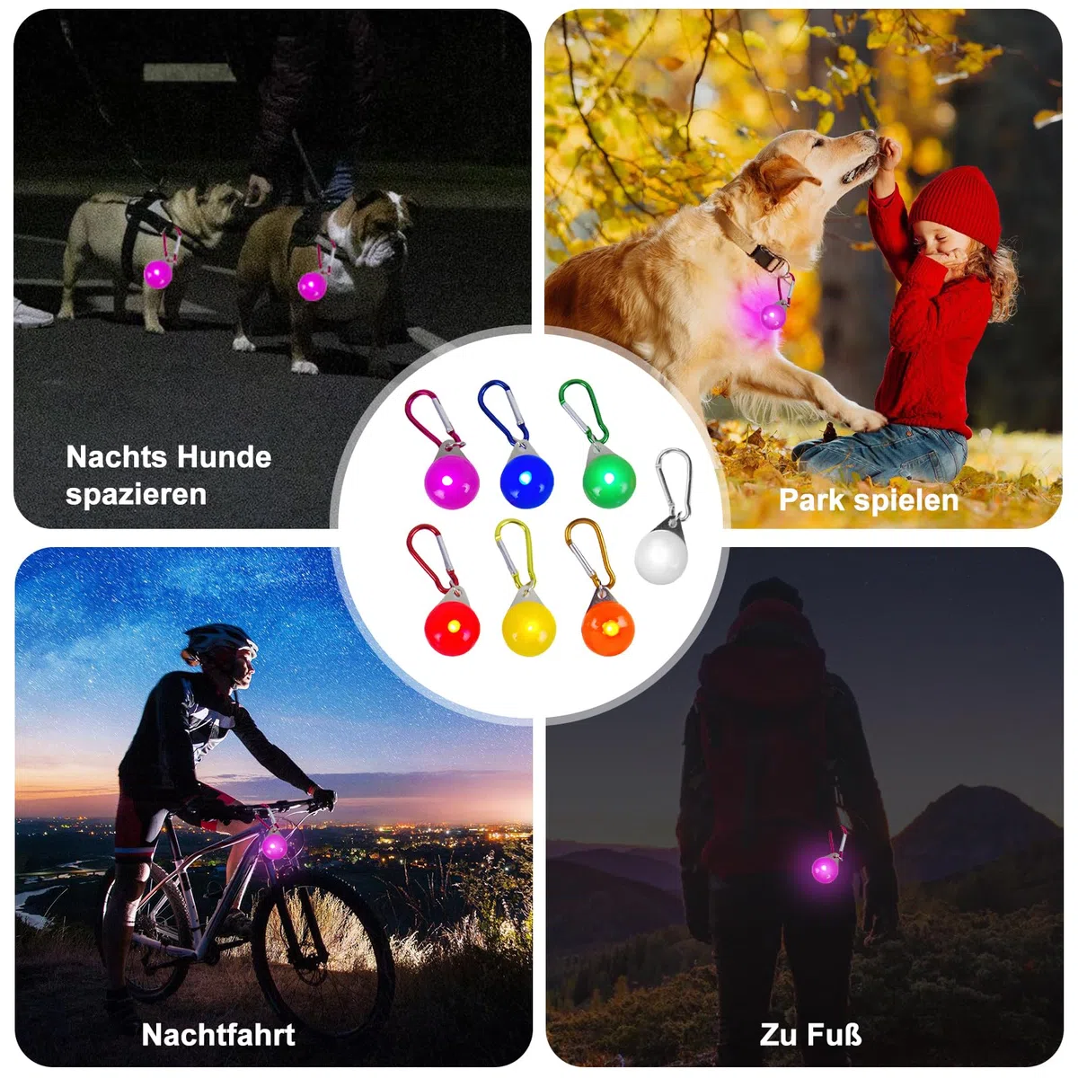 HOSPAOP LED Leuchtanhänger per cani, 14 pezzi Luce di sicurezza per cani con 3 modalità di illuminazione, luce lampeggiante per collare per cani, zaini per bambini, gatti, jogger