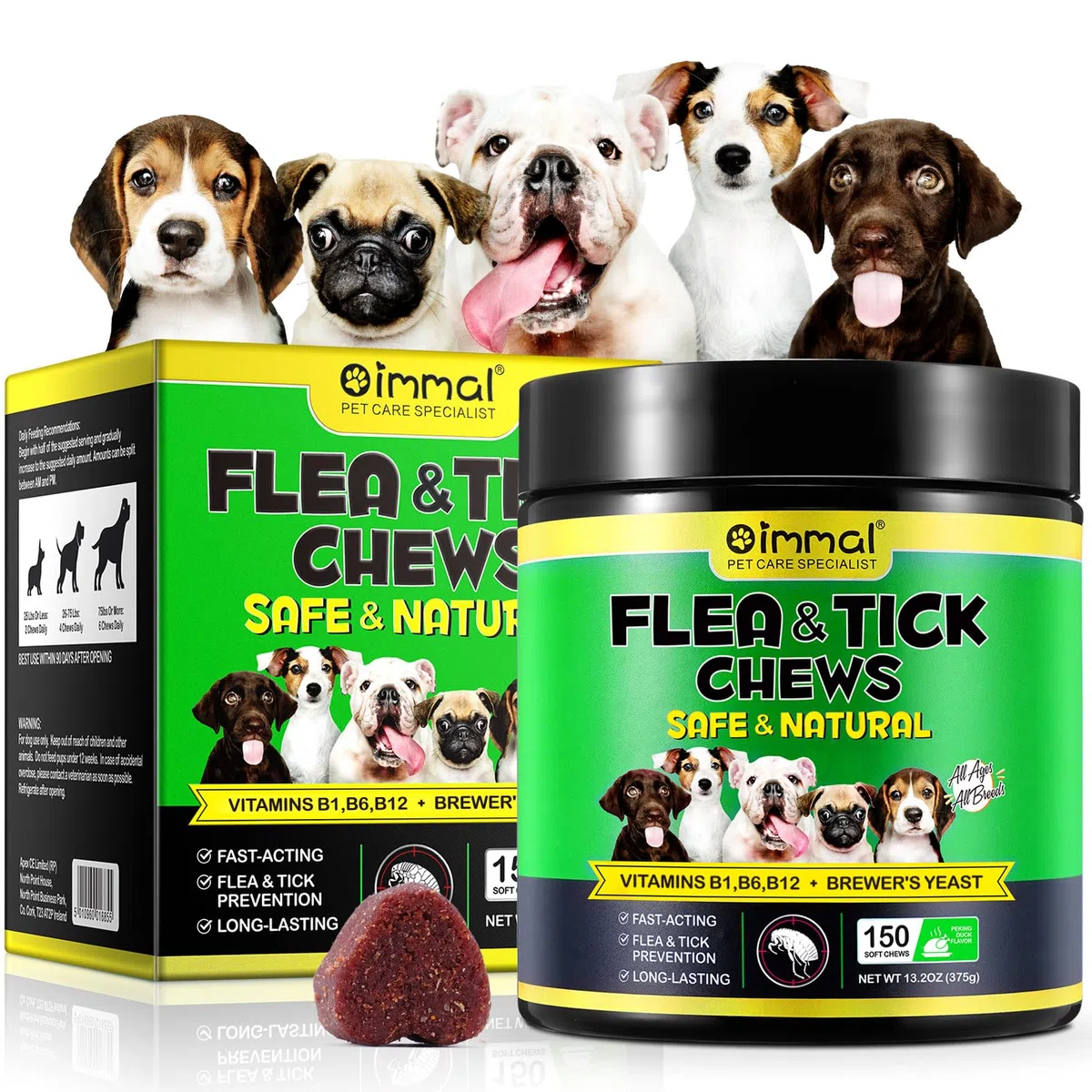 Masticabili Per La Prevenzione Di Pulci E Zecche Per Cani, Compresse Morbide Tick Shield, Integratore Naturale Pillole Orali Facili Da Usare Per La Protezione Contro I Parassiti(375G,150Masticabili)