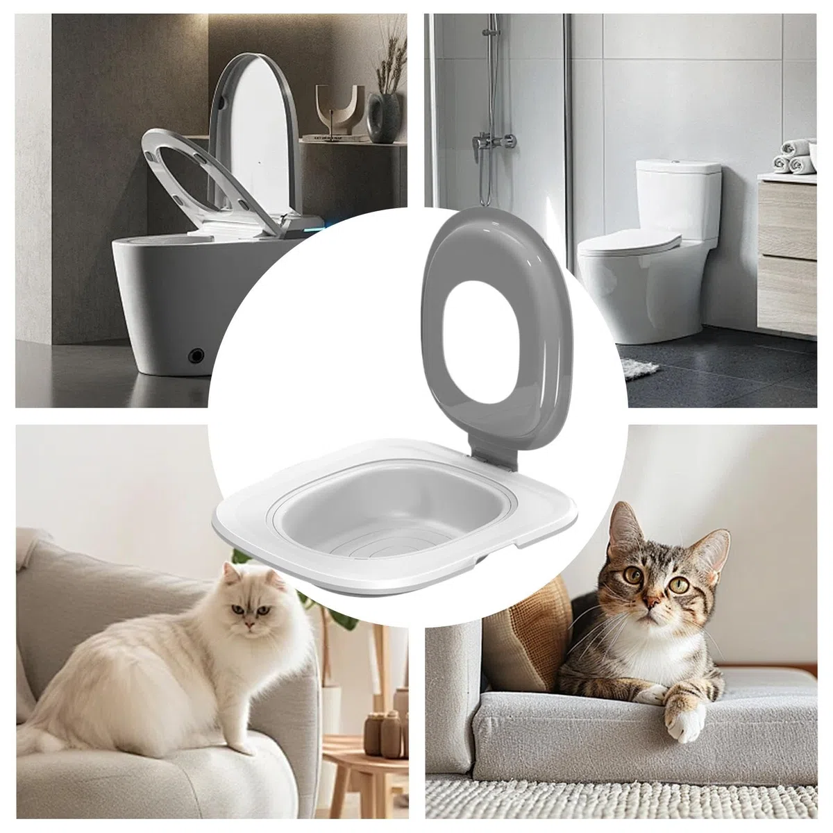 Kit Di Addestramento Per Toilette Per Gatti - Addestratore Per Toilette Per Gatti, Adattatore Per Sedile WC Portatile Per Gatti | Tappetino Per Gatti Riutilizzabile Con Sabbiera, Addestramento Al Vasi