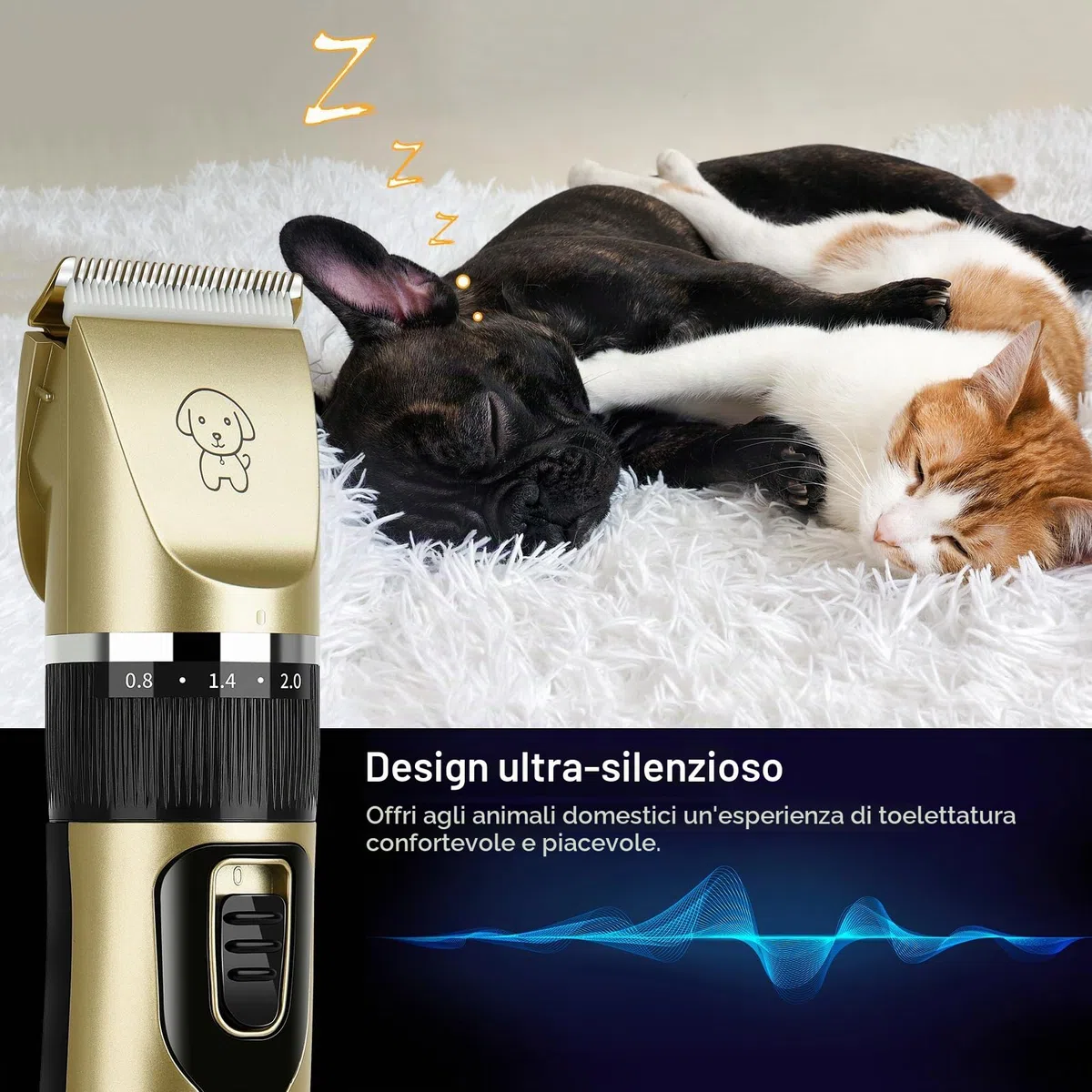 Tosatrice per Cani, IPX7 Impermeabile Rasoio per Cani Tagliacapelli Silenzioso per Cani e Gatti Tosatrice per Cani Professionale Adatto per peli di Animali Domestici Spessi e Opachi