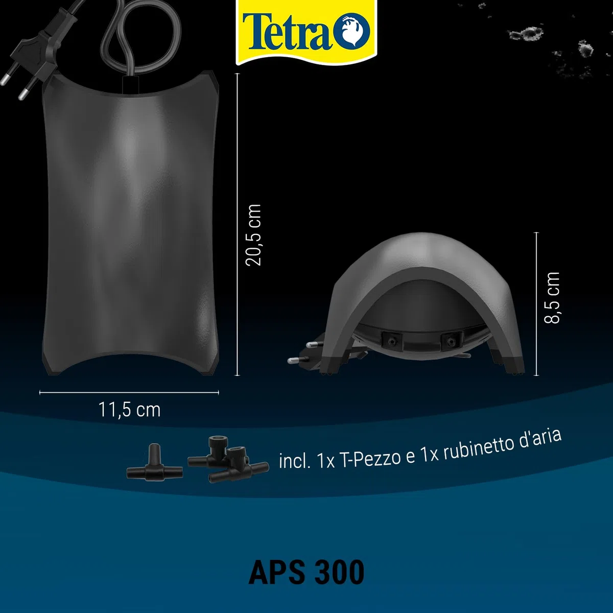 Tetra APS Aquarium Luftpumpe - leise Membranpumpe, versch. Größen für Aquarien von 10-600 L, schwarz/weiß