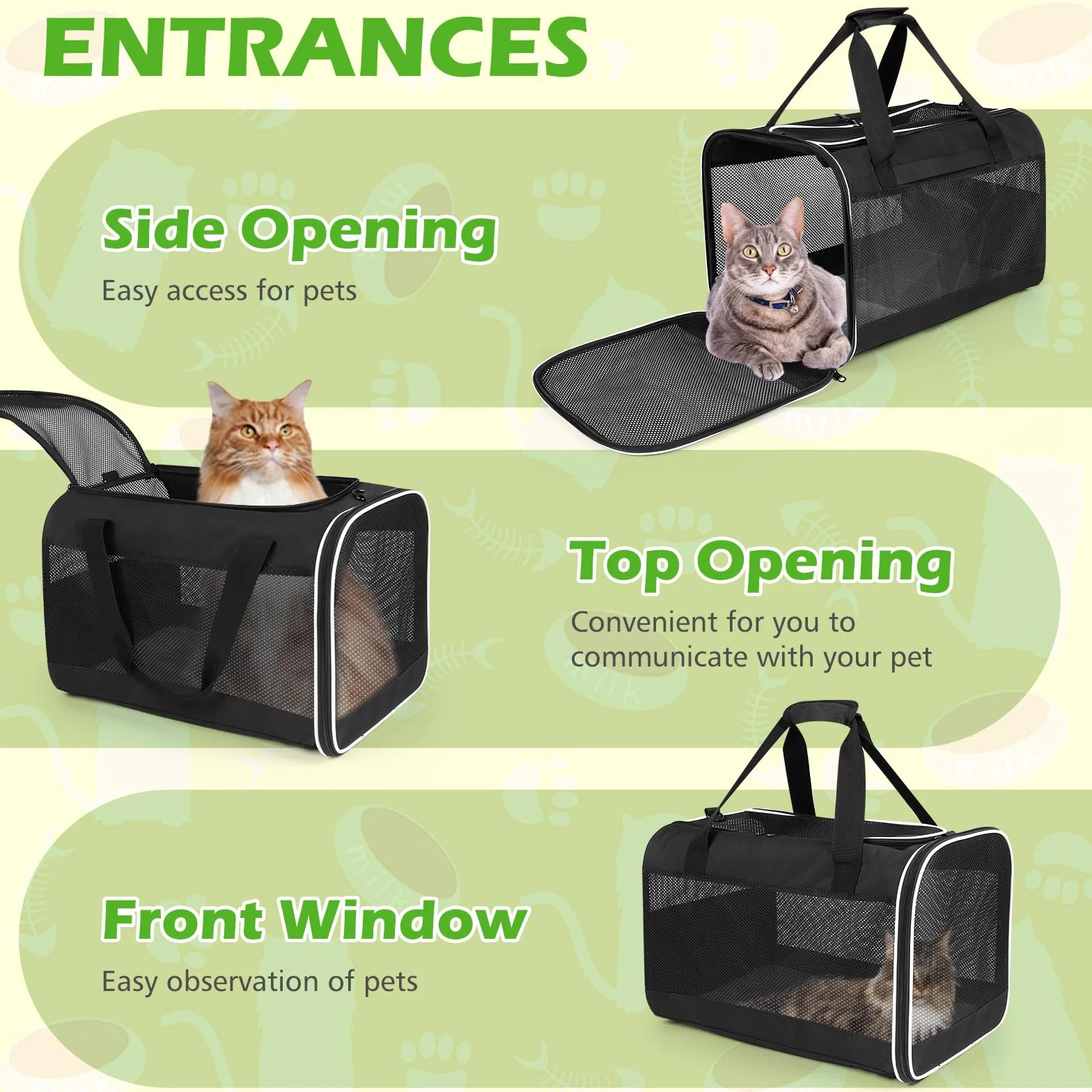 Lannvan Trasportino per Cani e Gatti, Traspirante e Pieghevole Trasportino Cane, con Cuscino in Peluche Staccabile, per Animali Domestici di Peso Inferiore a 6,5kg (45x30x30cm, Nero)