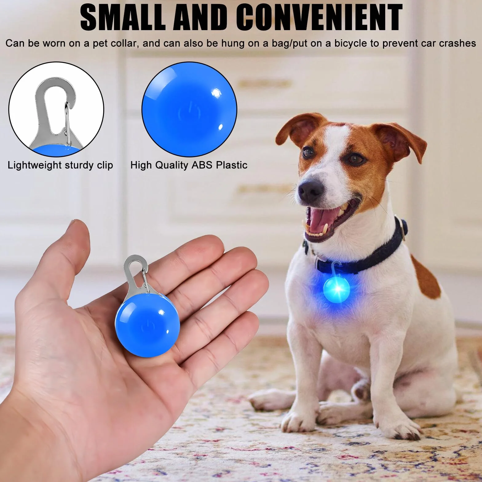 7 ciondoli luminosi per cani con luce lampeggiante a LED, per cani e gatti, collare luminoso con 3 modalità lampeggiante, portachiavi per zaini, bambini, jogger