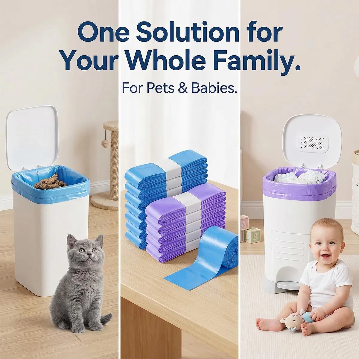 20 Rotoli Sacchetti Lettiera Gatto, Ricarica per Lettiera per Gatti, Lunghezza Totale 90m, Anti-Odore, Sacchetti Pannolini in Materiale EVOH a 7 Strati, Ricarica Compatibile con Litter Genie LittyCat