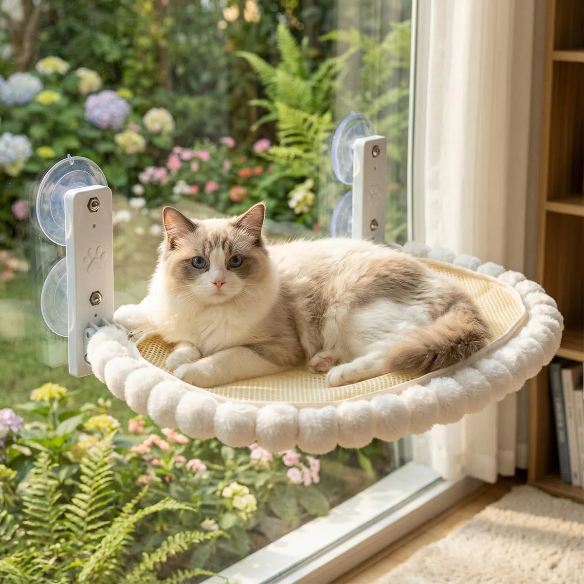 50 x 36cm Amaca per Gatti,Amaca per Gatti da Finestra,Cuccia Gatto Finestra Pieghevole,Trespolo Sdraio per Gattini,Fino a 18 kg,con Cuscino Ultra Morbido Lavabile,Per Gatto da Interno
