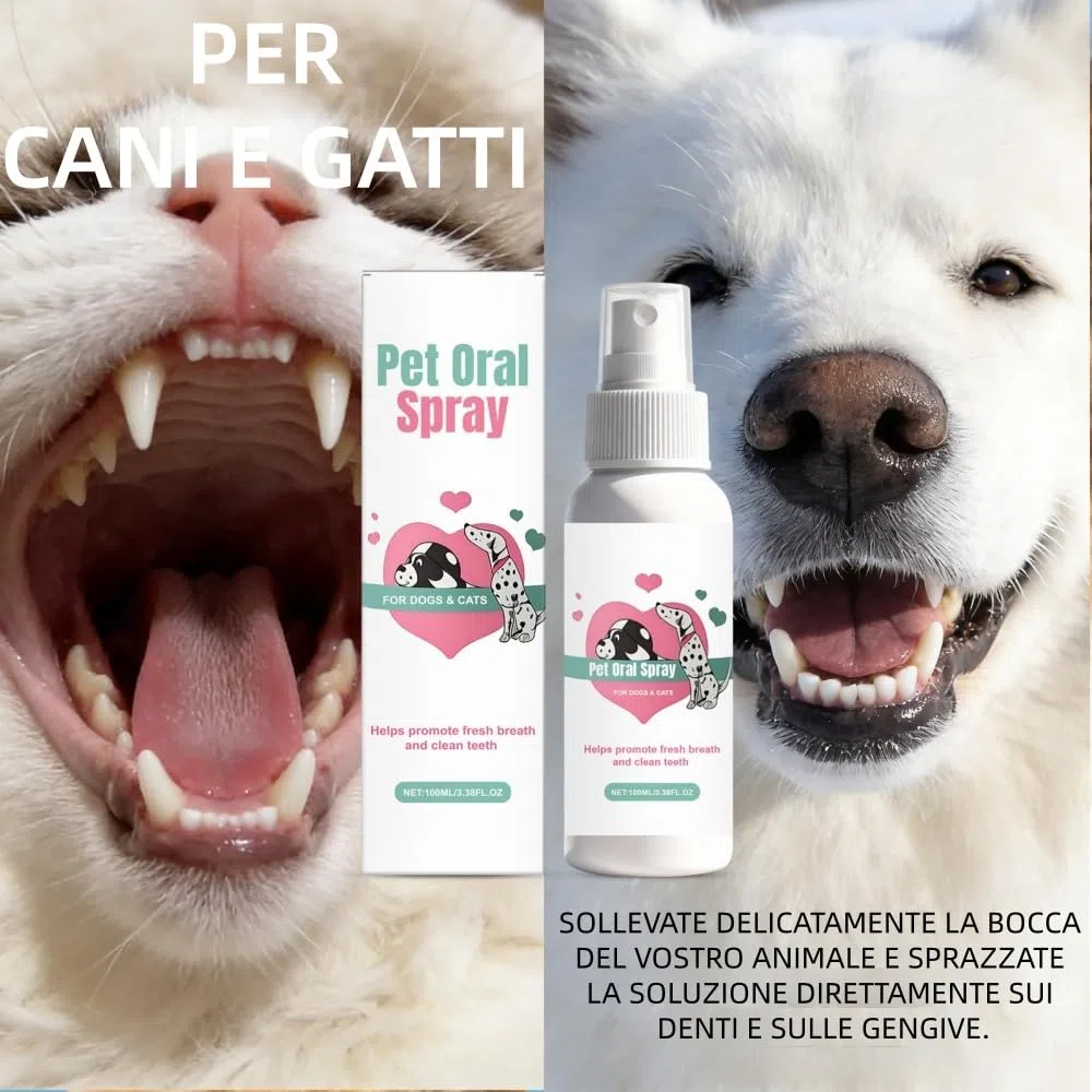 MEIION Codallma Spray per la Cura Dentale per Cani e Gatti - Pulizia Denti Gengive, Rimuove Placca, Rinfresca Alito