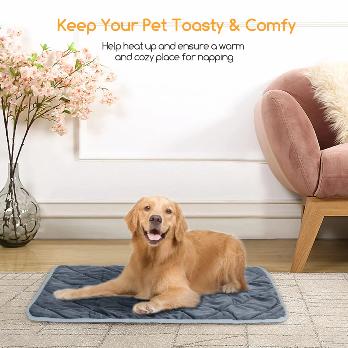 Nobleza Tappetino Autoriscaldante per Gatti e Cani, Coperta Riscaldante Domestici Animali, Lavabile Pad Caldo Eco-Friendly Antiscivolo, Termica Morbido Letto Stuoia, XXL 115x72cm