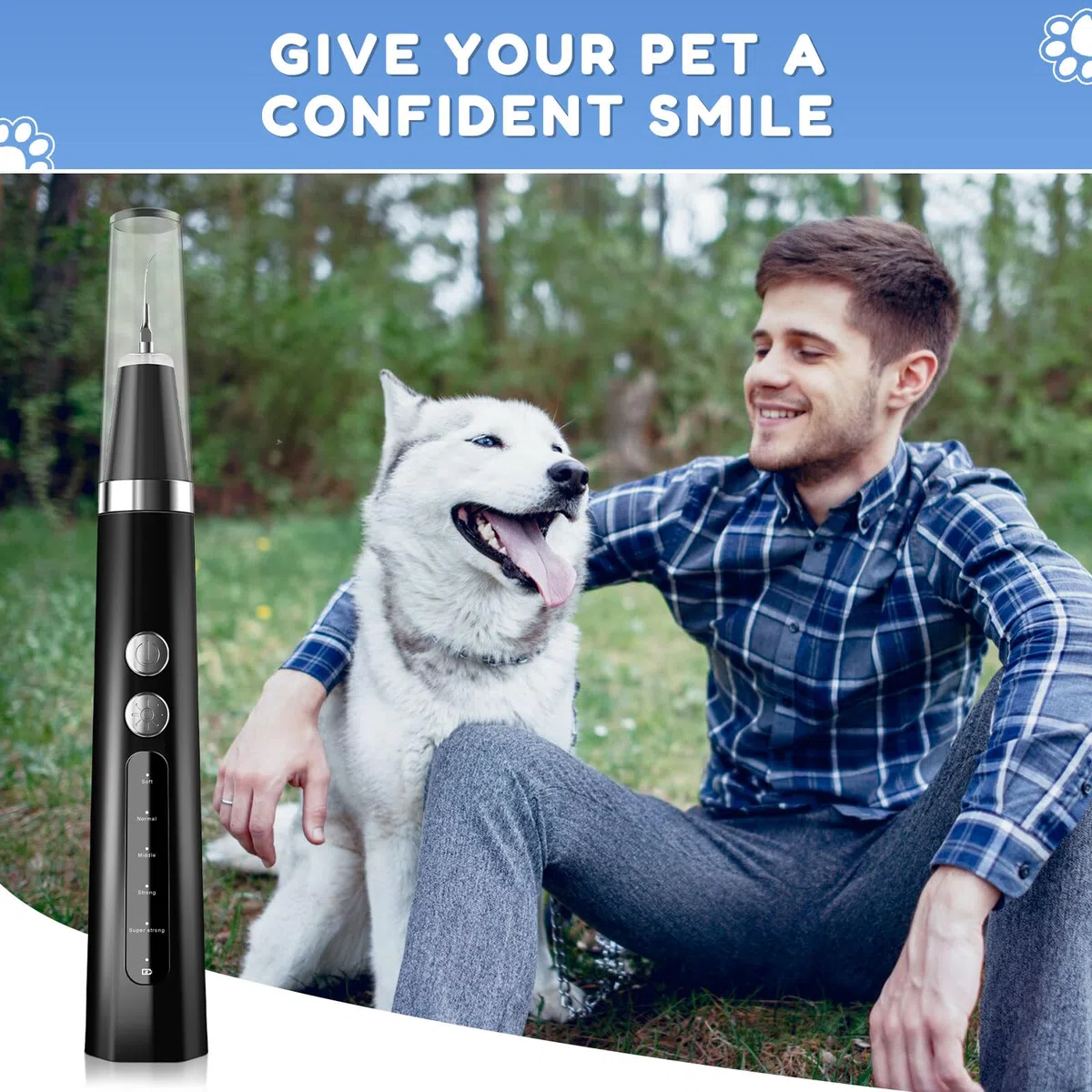 Kit di Pulizia dei Denti per Animali Domestici, Spazzolino da Denti ad Ultrasuoni con 5 Modalità, Kit di Rimuovere la Placca Tartaro per Denti per Cani e Gatti, Nero, JY-C006