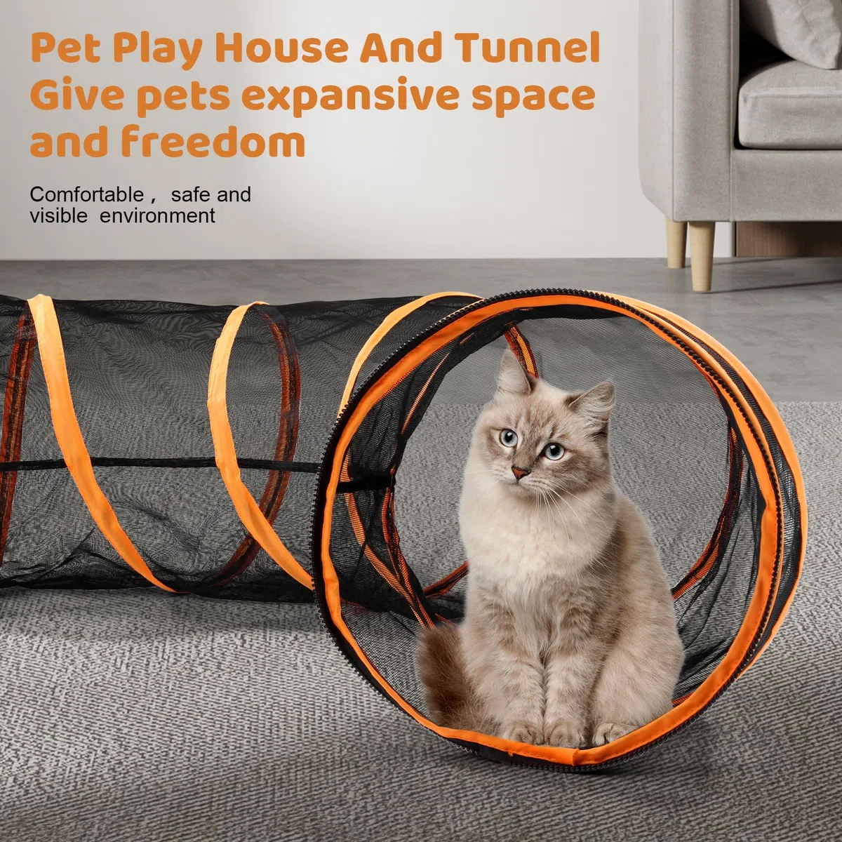 Odoland Grande Tunnel per Animali Domestici Gatto, Recinto Pieghevole per Piccoli Animali Parco Giochi Recinto Esterno per Gatti Tunnel Portatile Recinti per Cani da Interno per Criceto, Porcellino