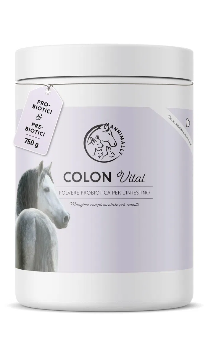 Polvere probiotica per cavalli - 750 g di polvere intestinale con lievito vivo per una flora intestinale sana - Batteri intestinali per la sanificazione intestinale nei cavalli, in caso di feci liquid