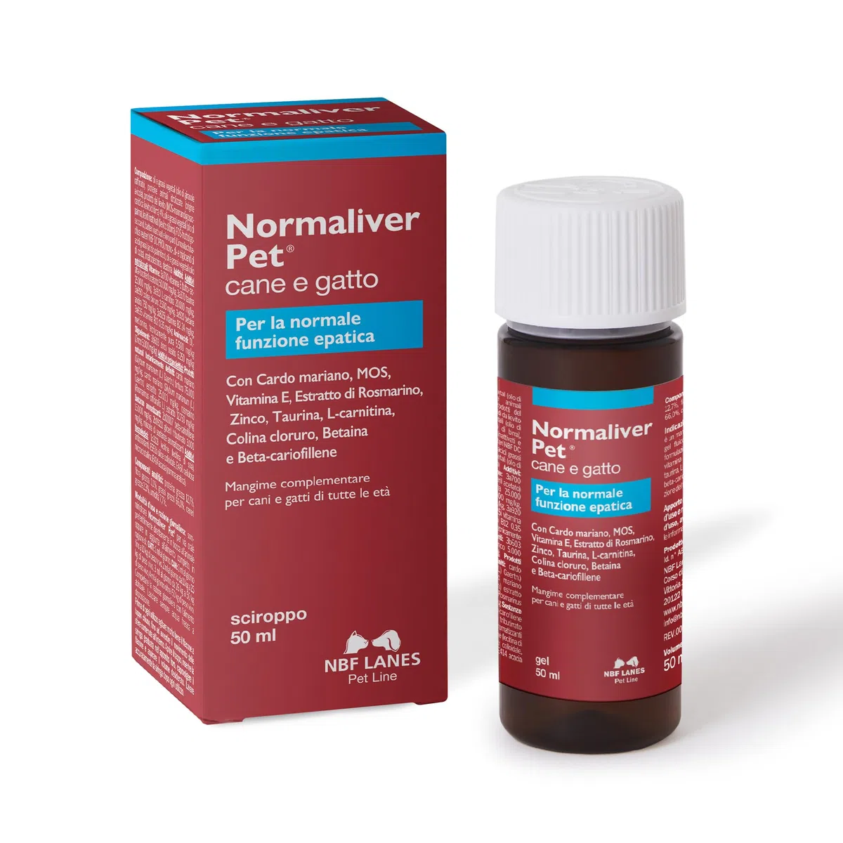 NBF LANES | Normaliver Cane e Gatto, 50 ml Sciroppo in Gel Appetibile, per la Normale Funzione Epatica