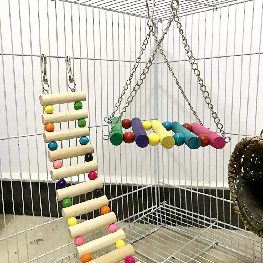 Giochi per Piccoli Animali, 3 Pezzi Naturale Giocattoli per Criceti Scala Altalena Amaca Per Criceto petauro dello zucchero Gerbil Degu Furetti Pappagalli Rompi Noia