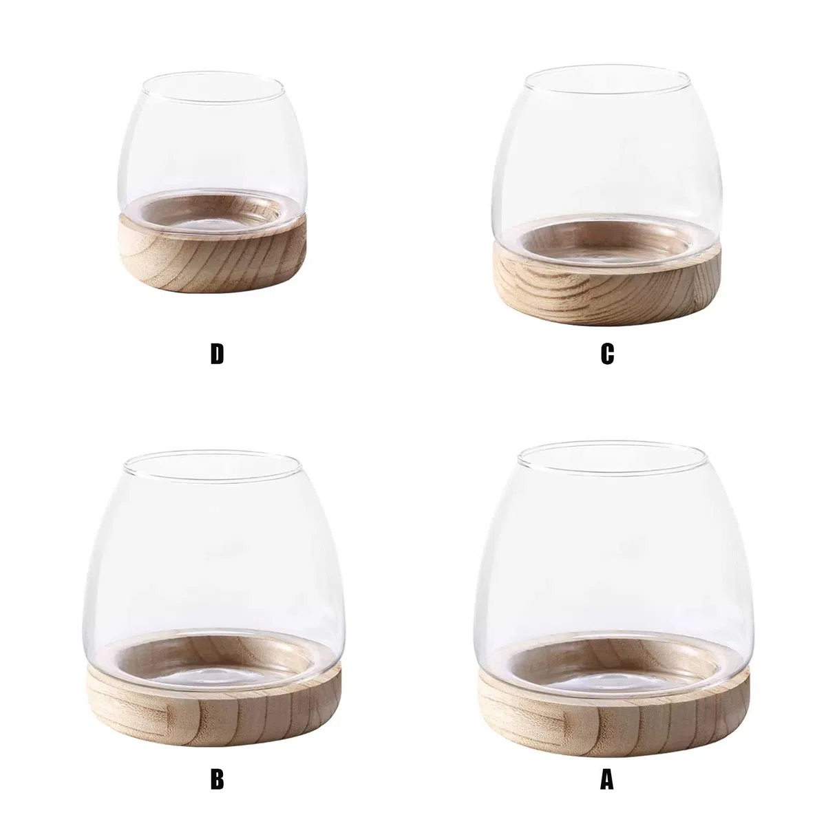 Mini Acquario in Vetro - Piccolo da Ufficio, Vaso Idroponico - Terrario Ecologico - Vaso da Fiori per Piante Betta Pesce Rosso - A