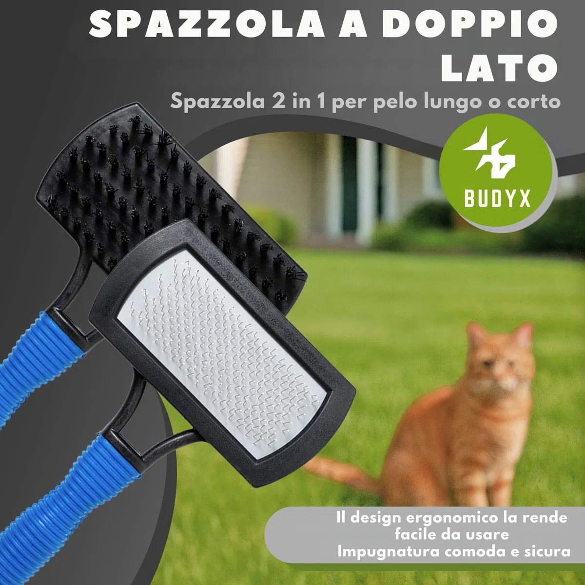 Kit per la toelettatura degli animali domestici BUDYX: pettini, spazzole, guanto per la toelettatura, tagliaunghie, lima per unghie, spazzolino da denti. Set per la toelettatura e l'igiene di cani