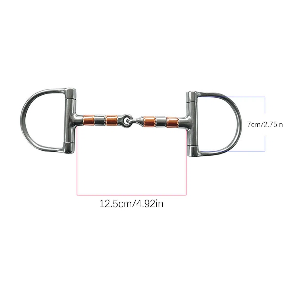 da addestramento per , con anello a D con bocca a rullo in rame, punta singola per equitazione e allenamento