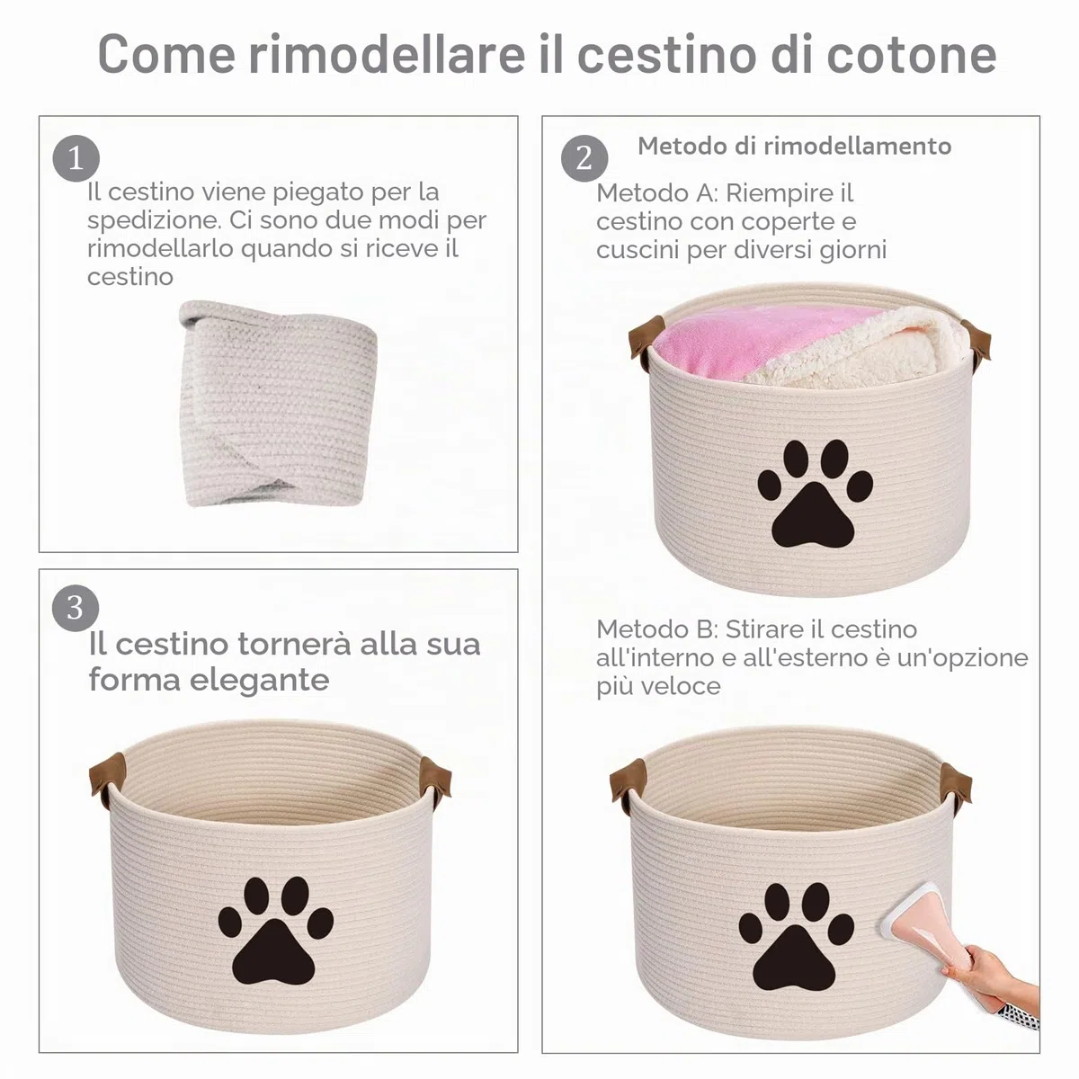 Morezi Cestino per giocattoli per cani e gatti, in grande contenitore, perfetto per raccogliere giocattoli, toelettatura, pannolini, per soggiorno, sala giochi, armadio, casa, beige