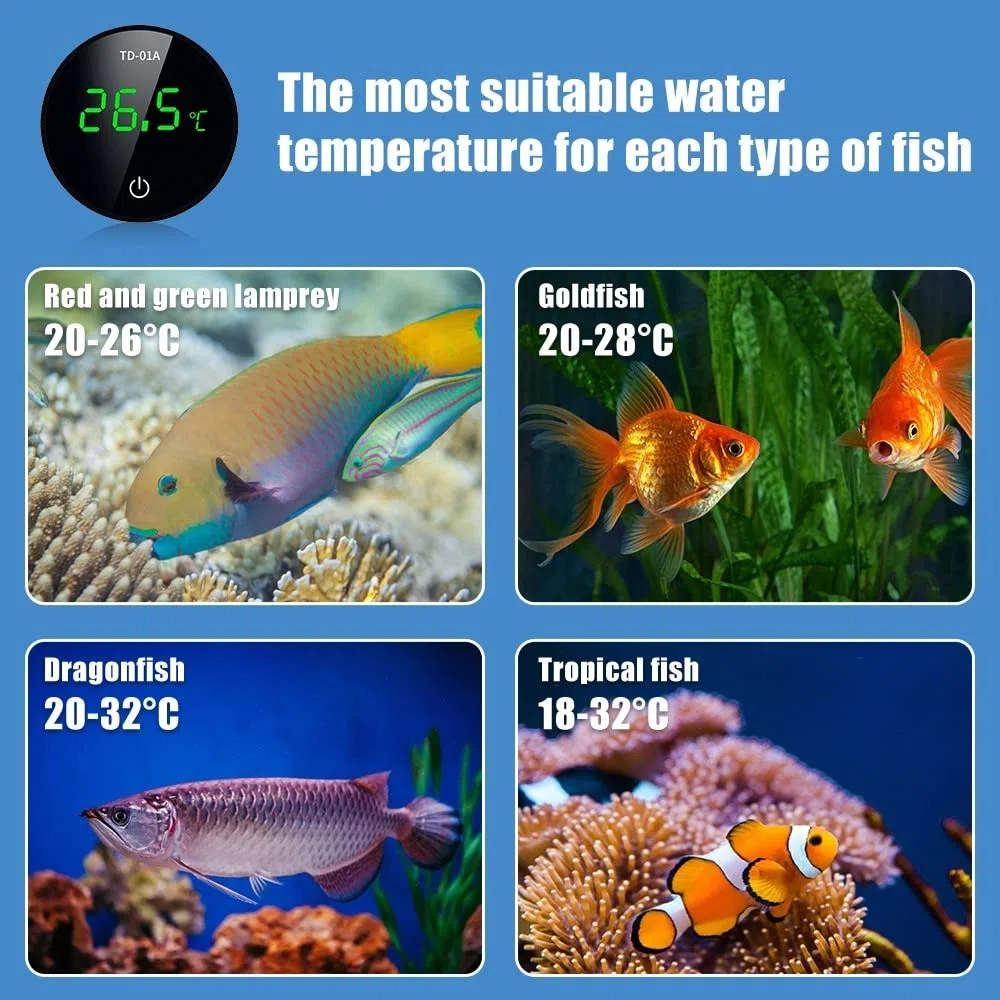 Termometro Digitale per Acquario, Misuratore di Temperatura Wireless USB a LED Elettronico per la Misurazione Temperatura ad Alta Precisione per Acqua Dolce Salata