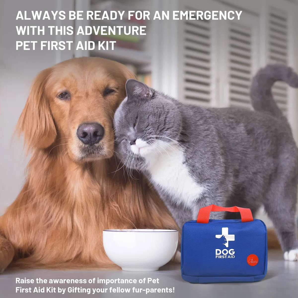 socio Kit di Pronto Soccorso per Animali Domestici,Borsa di Pronto Soccorso per Cani,Gatti,Animali,Prodotti Sanitari per Cani,Perfetto per Cura Domiciliare e Emergenze Durante Viaggi All'aperto
