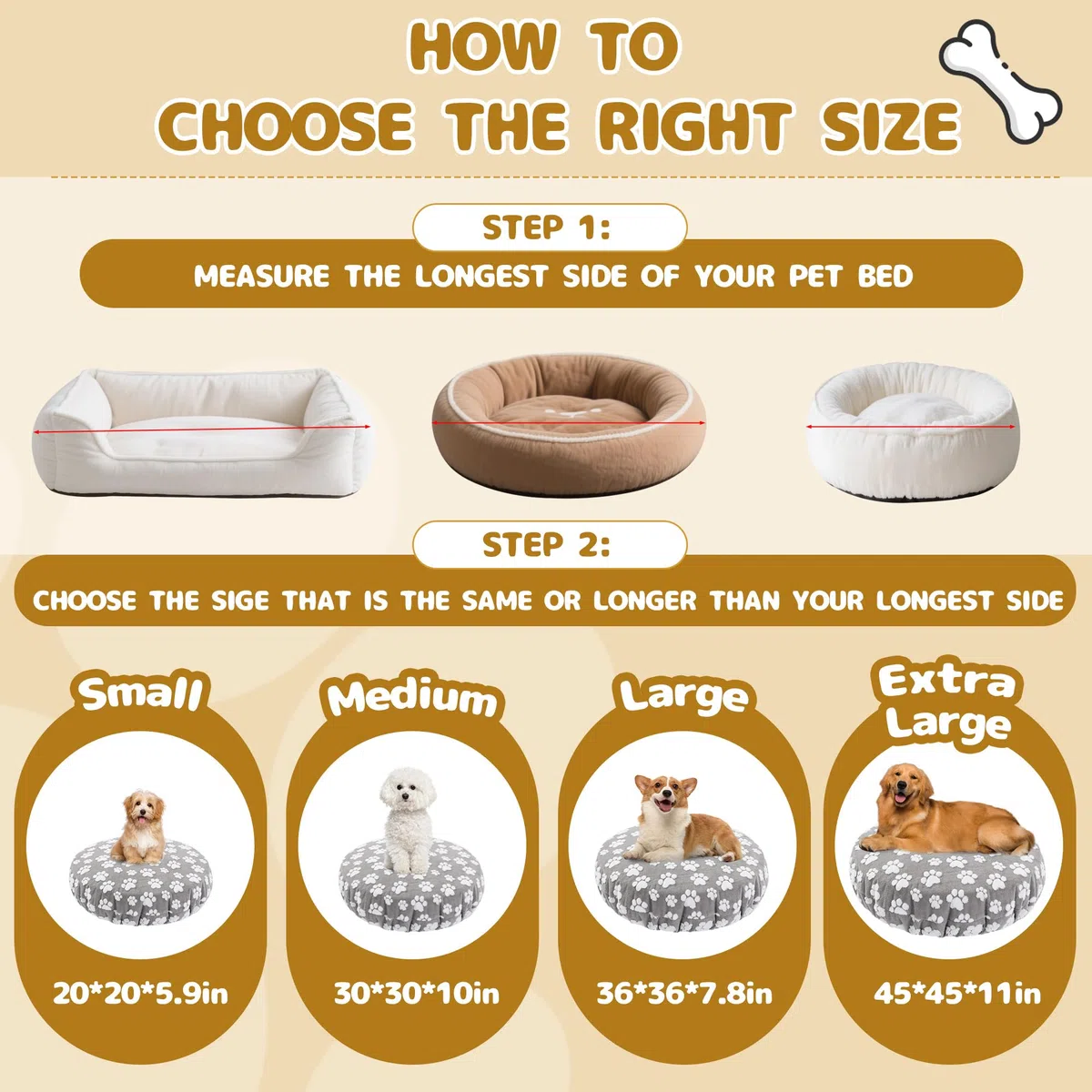 BALAPET Coperta lavabile di ricambio rotonda impermeabile per cani con bella stampa di zampe di cane e design utilizzabile su entrambi i lati, solo copertura (grigio, 91,4 x 91,4 x 19,8 cm)