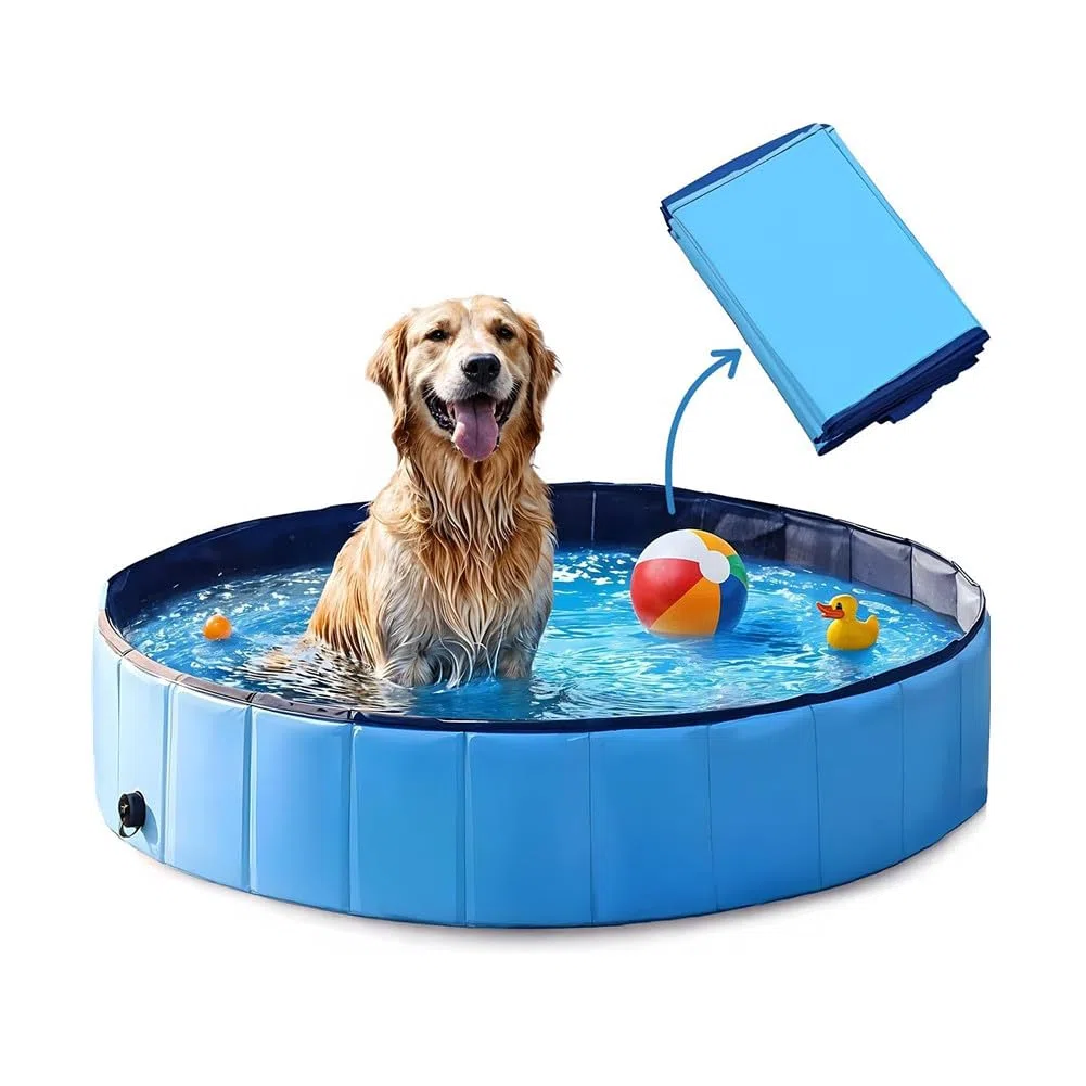 Piscina pieghevole per cani grandi e piccoli, da 80 x 20 cm, in PVC, piscinetta per cani, vasca per cani per interni, blu