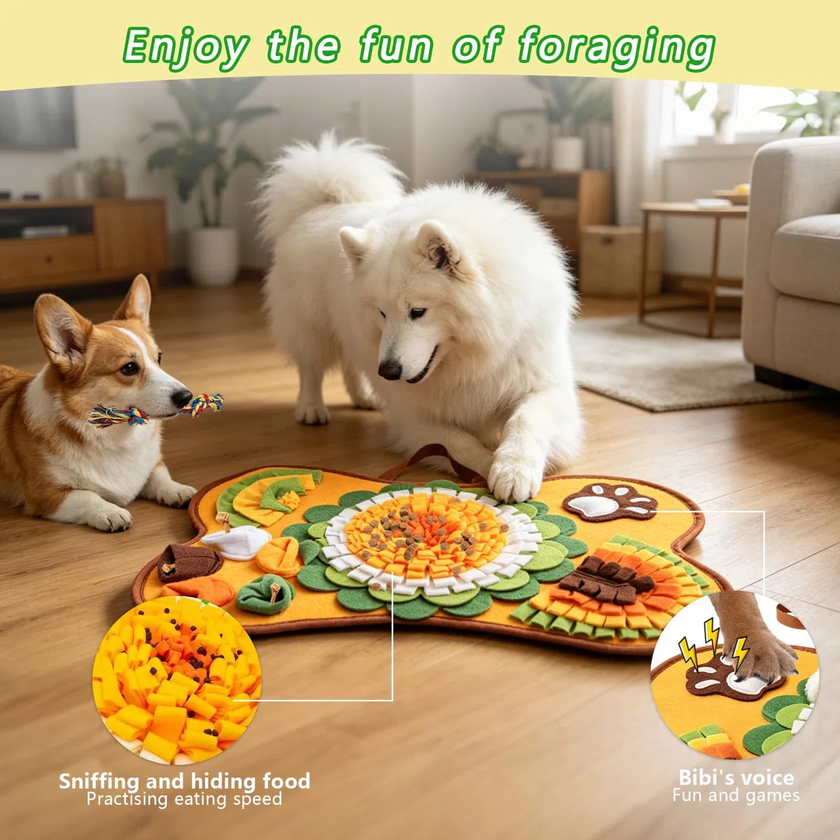 Tappeto Olfattivo Cane, Tappetino Lavabile per Foraggiamento e Slow Feeding, Gioco Interattivo per Attivazione Mentale e Ricerca Olfattiva, Modelli Diversi per Cani Piccoli Medi Grandi (L)