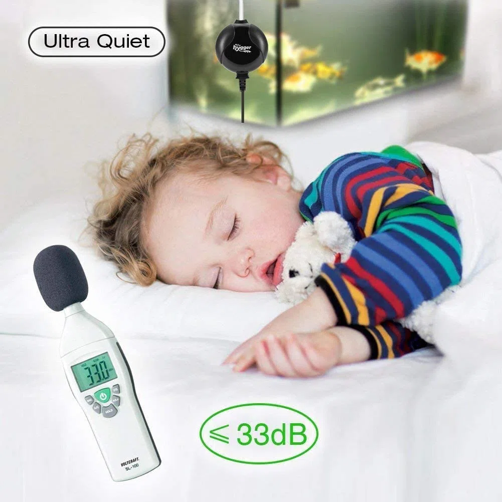 Hygger 1.5W Mini Pompa Aria per 1L-50L Acquario, Silenziosa Pompa Ossigeno Acquario with Accessori (Nero)