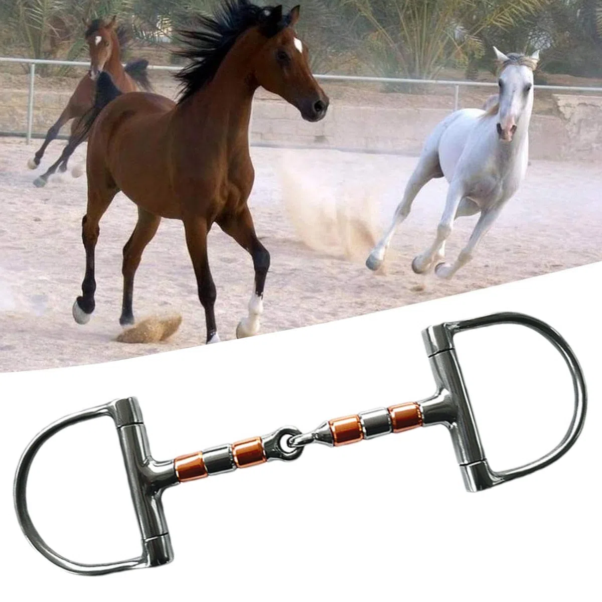 Morso per cavallo con anello a D - Morso per filetto per cavallo in acciaio inossidabile | Filetto con bocca in rame con snodo singolo, filetto professionale con anello a D per allenamento ed equitazi