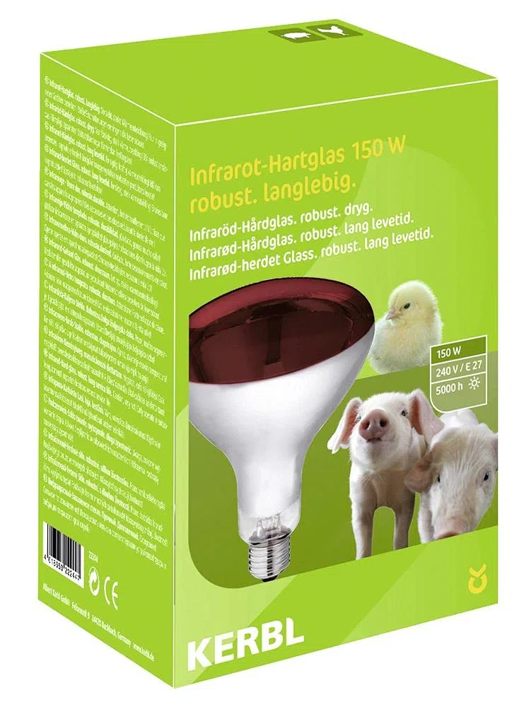 Kerbl - Kit Lampada a Raggi Infrarossi Riscaldante da 250 W + Riflettore Portalampada con Griglia di Protezione, Catena per Il Fissaggio e Cavo da 2.5m