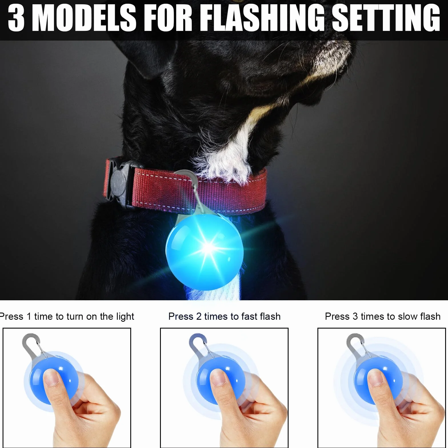 7 ciondoli luminosi per cani con luce lampeggiante a LED, per cani e gatti, collare luminoso con 3 modalità lampeggiante, portachiavi per zaini, bambini, jogger