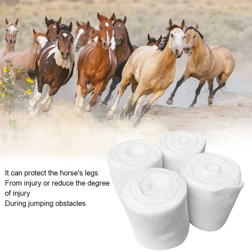 Cyrank 4 Rotoli di Fascia per Le Gambe del Cavallo, Supporto per la Protezione dello Stivale in Pile Addensato Bianco Attrezzatura equestre Professionale