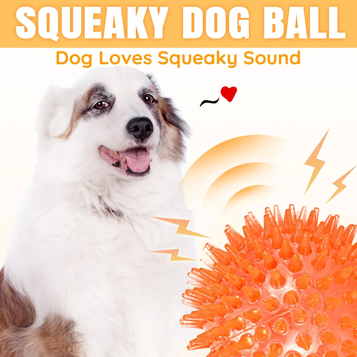Palline Cigolanti per Cani - Confezione da 6 da 9 cm con Punte - per Cani di Taglia Media e Grande - Palla Giocattolo Progettata
