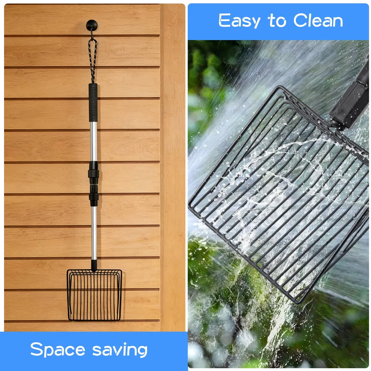 Paletta 3 in 1, accessorio per pollaio, paletta per pollo, paletta per pollo, paletta regolabile con 2 paia di guanti, per pollaio, separazione di feci e detriti di sabbia