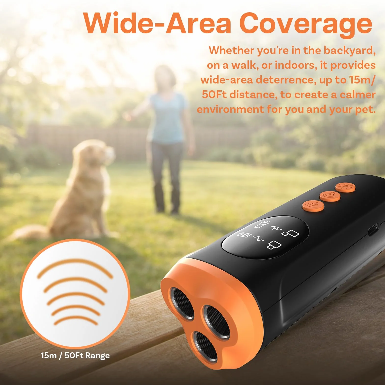 MMOBIEL Dispositivo Antiabbaio per Cani a Ultrasuoni Portatile con Bip, Torcia LED e Display – Silenziatore Ricaricabile con Blocco di Sicurezza – Uso Interno/Esterno – Nero