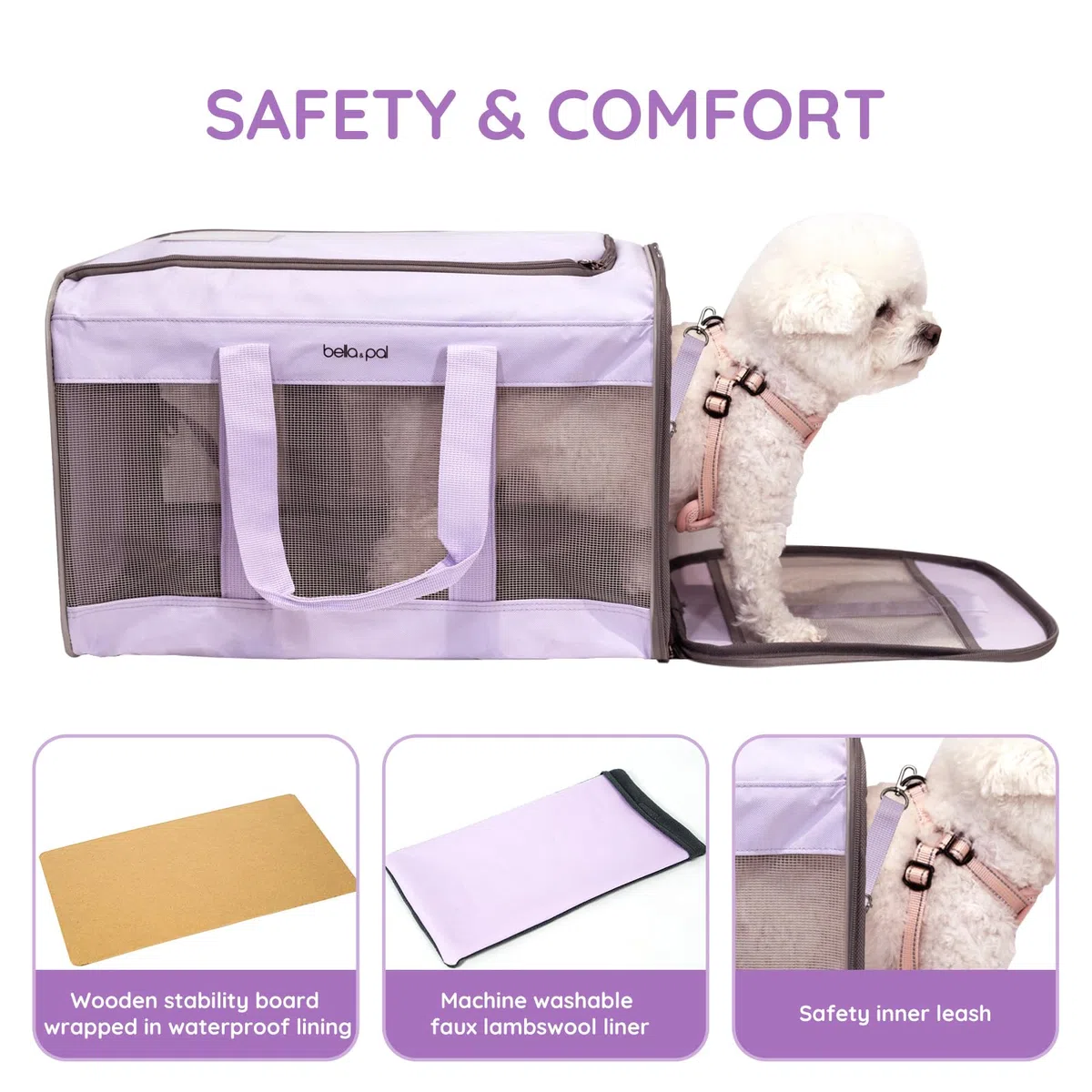 BELLA & PAL Trasportino Portatile per Gatti/Cuccioli, Borsa da Viaggio per Animali Domestici, Borsa per Gatti Ripiegabile con Tessuto Antigraffio, Cerniera Antifuga, Adatto per Viaggio sull’Aereo, M