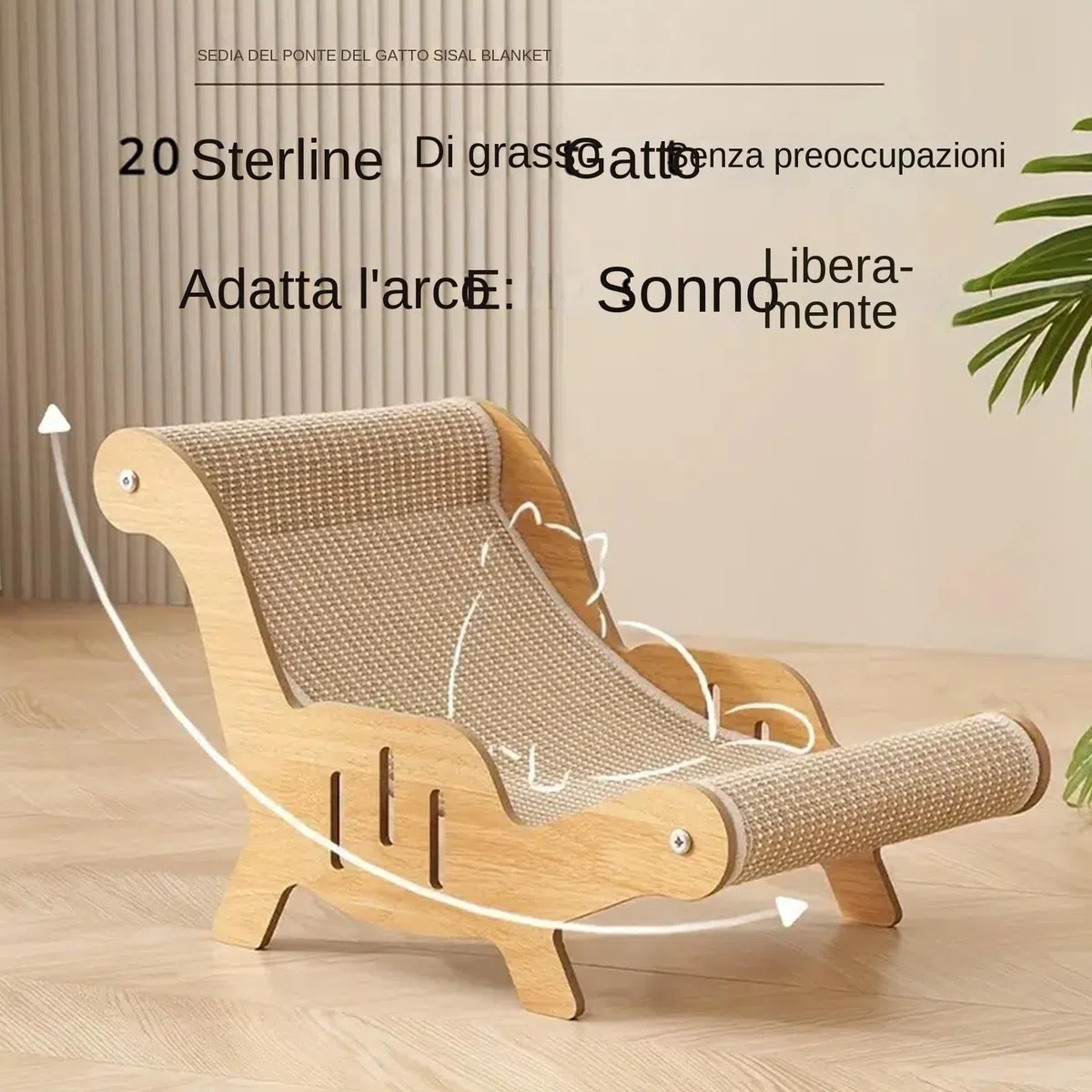 Sedia Sdraio Per Gatti In Sisal, Sedia Da Salotto Tiragraffi Per Gatti, A Dondolo Per Gatto, Divano Graffiante Per Gatto, Amaca Per In Sisal, Letto A Graffio Per Gattini
