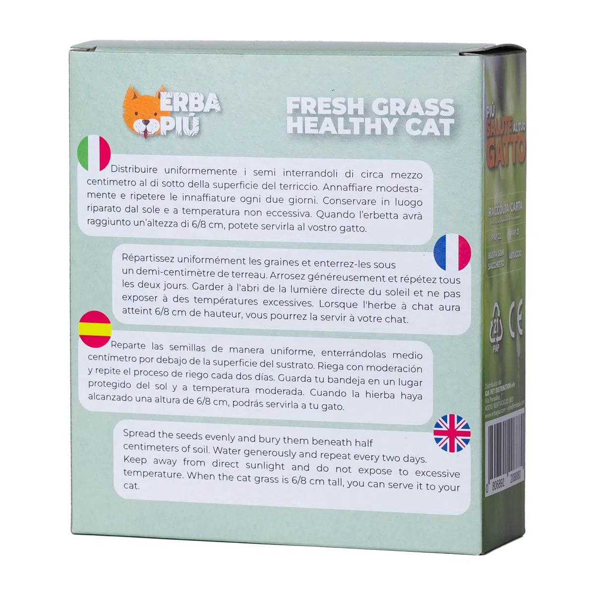 BUNDLE 7+1 Cococat, Kit di Semina per Gatti con Fibra di Cocco, Crescita in 5 Giorni, Senza Plastica, con Semi Biologici e Terriccio Naturale