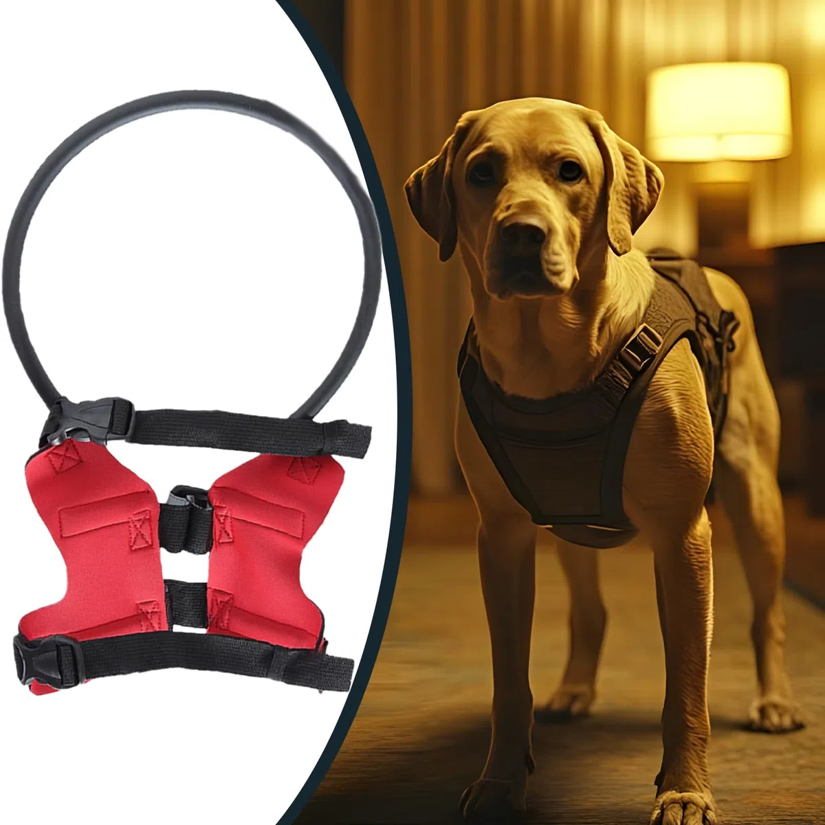 Pettorina ad anello per cani ciechi, per cani non vedenti, collare di sicurezza con equipaggiamento protettivo regolabile, per navigazione al chiuso, passeggiate all'aperto o momenti di